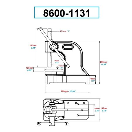 H & H INDUSTRIAL PRODUCTS 1 Ton Pro-Series Arbor Press 8600-1131